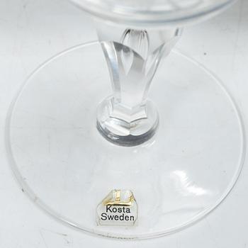 Vicke Lindstrand, rödvinsglas, 5 st, "Dalecarlia", Kosta Boda.