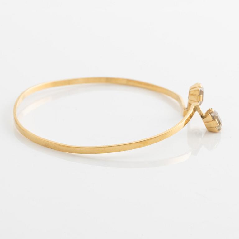 Stigbert, armring, 18K guld med bergkristall.