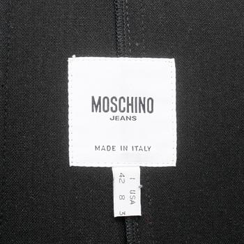 MOSCHINO, a black blendmaterial coat from the 1990s. Italian size 42.