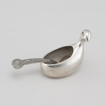 A "Kirun" salt bowl in pewter by Lars Pirak, 20th century.