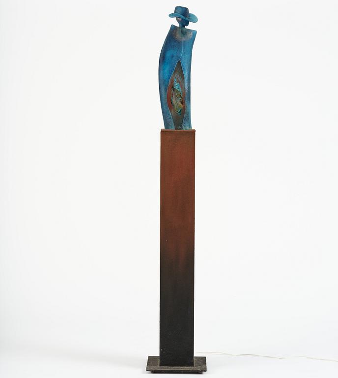 Kjell Engman, a unique glass sculpture 'Man in Trenchcaot' from the series "Catwalk", Kosta Boda, Sweden.