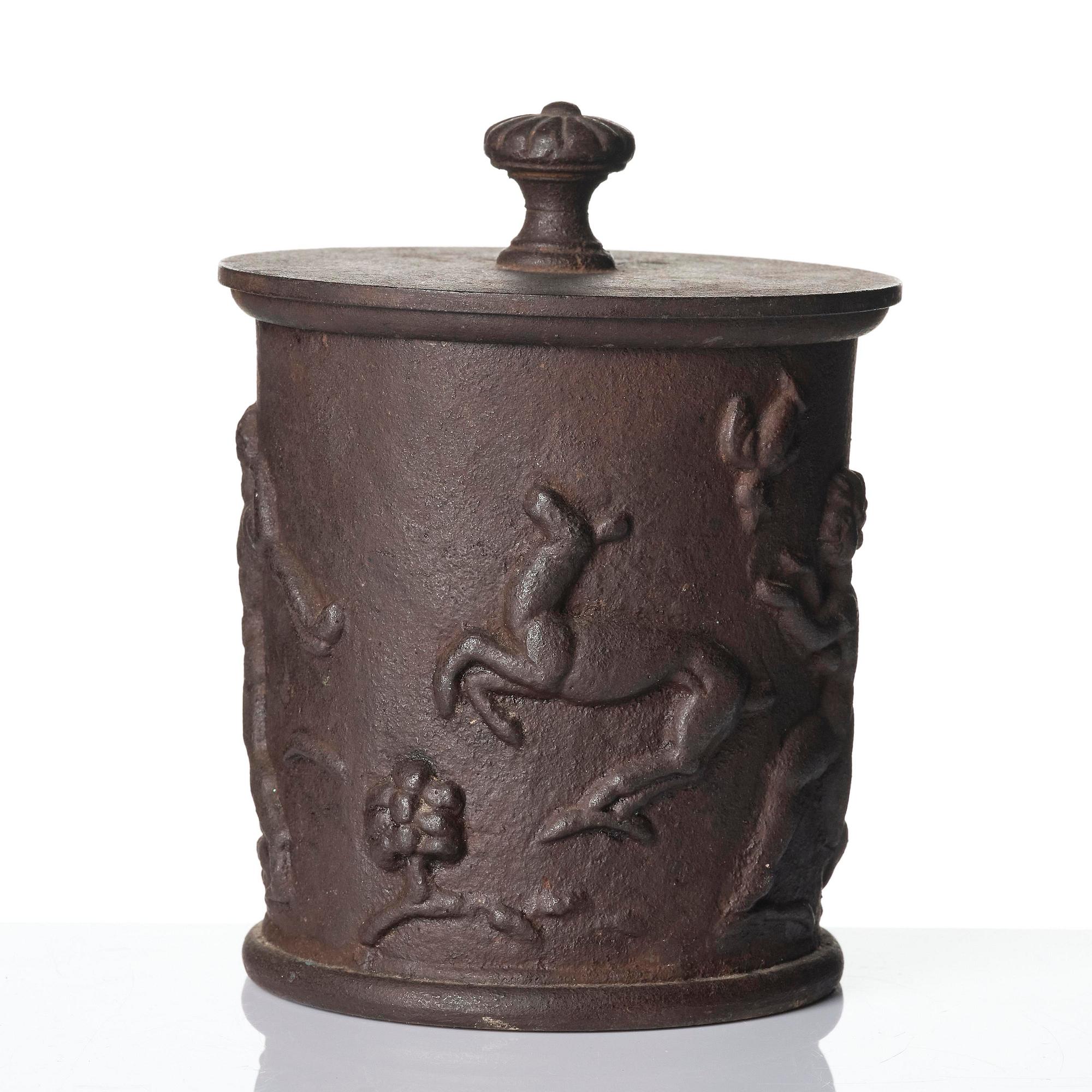 Carl Elmberg, a ”Tobaksburk N:r 1” tobacco jar with lid, Näfveqvarns bruk.