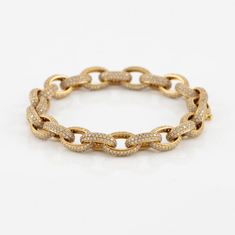 Armband 18K guld med åttkantslipade diamanter totalt ca 7.63 ct,.