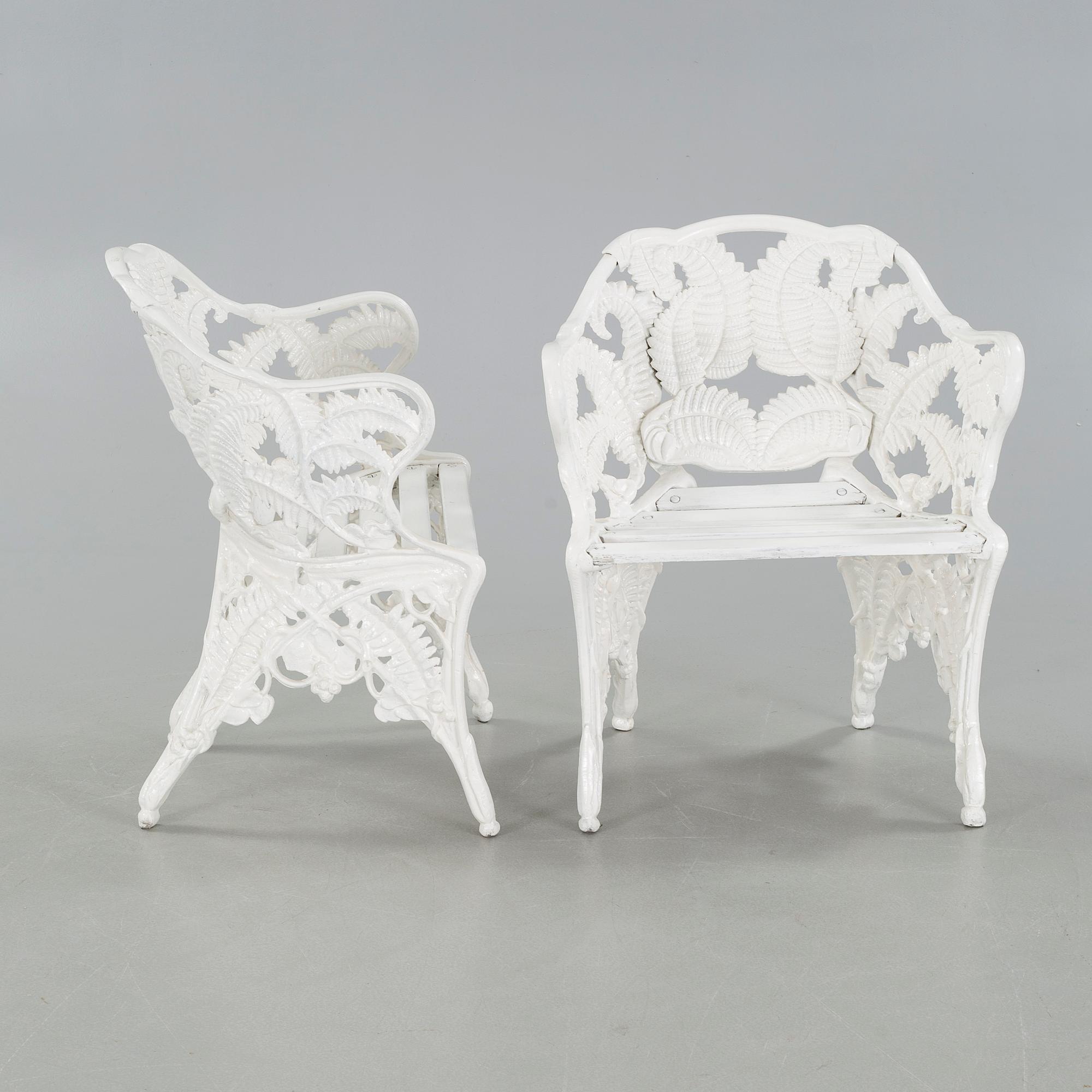 A pair of garden chairs from Melins in Anderstorp, second half of the 20th century.