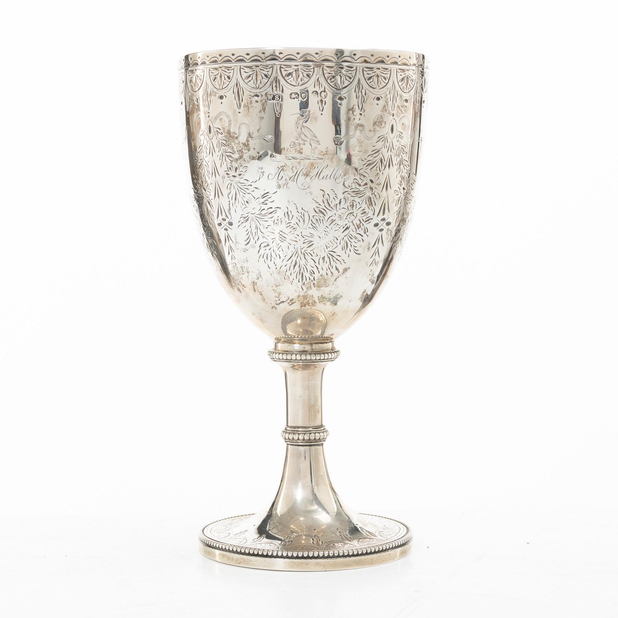 A British silver prize cup, mark of William Stocker, London, 1861.