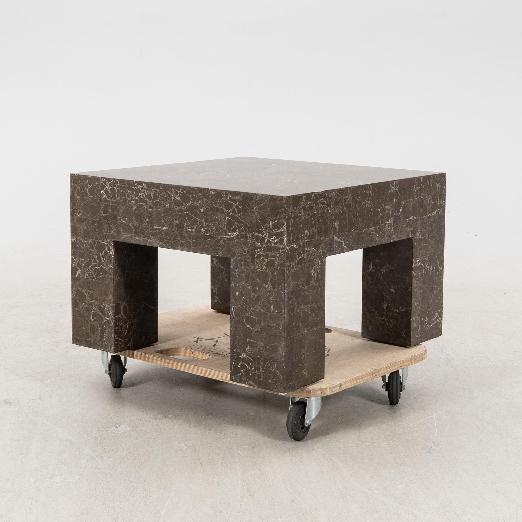 A late 20th century/21§st century travertin coffee table.