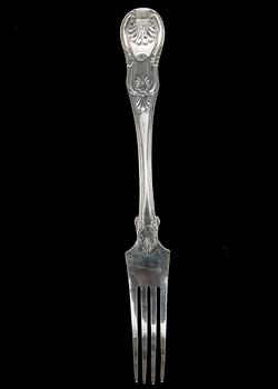 PARTI BESTICK, 17 delar, silver, "Engelsk snäck", mest Zethelius i Stockholm. Mest 1840-50-tal. Tot ca 1100 gram.
