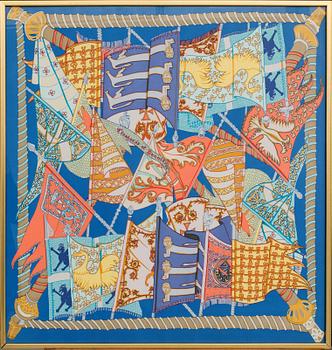 HERMÈS, "Etendards et Bannierés", scarf.  Annie Faivre.