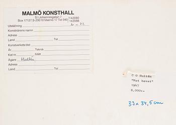 CO Hultén, Imprimage och frottage på papper, signerad och utförd 1947.