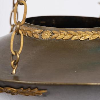 A Swedish Empire 19th century three-light hanging-lamp.