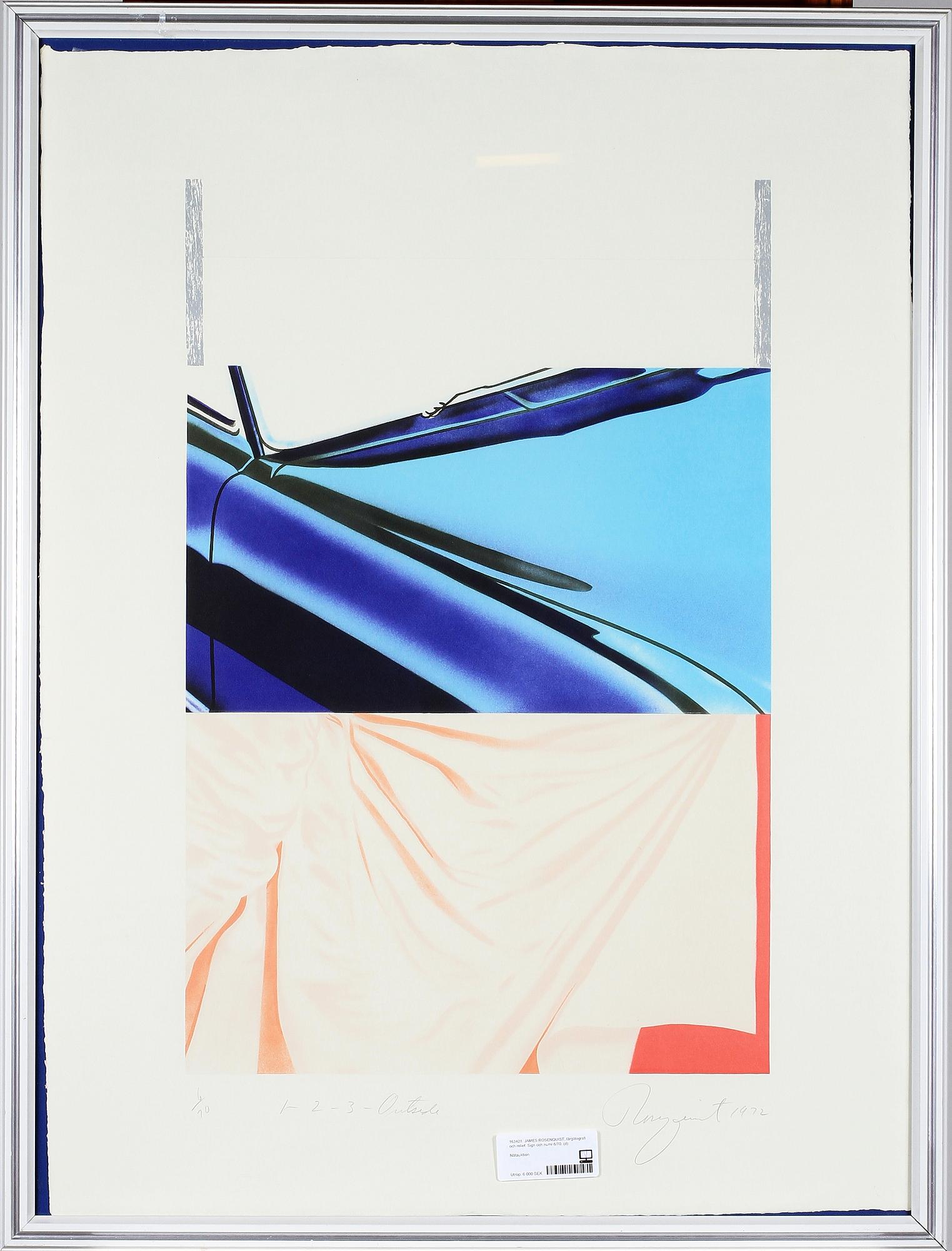 JAMES ROSENQUIST, färglitografi och relief. Sign och numr 6/70.