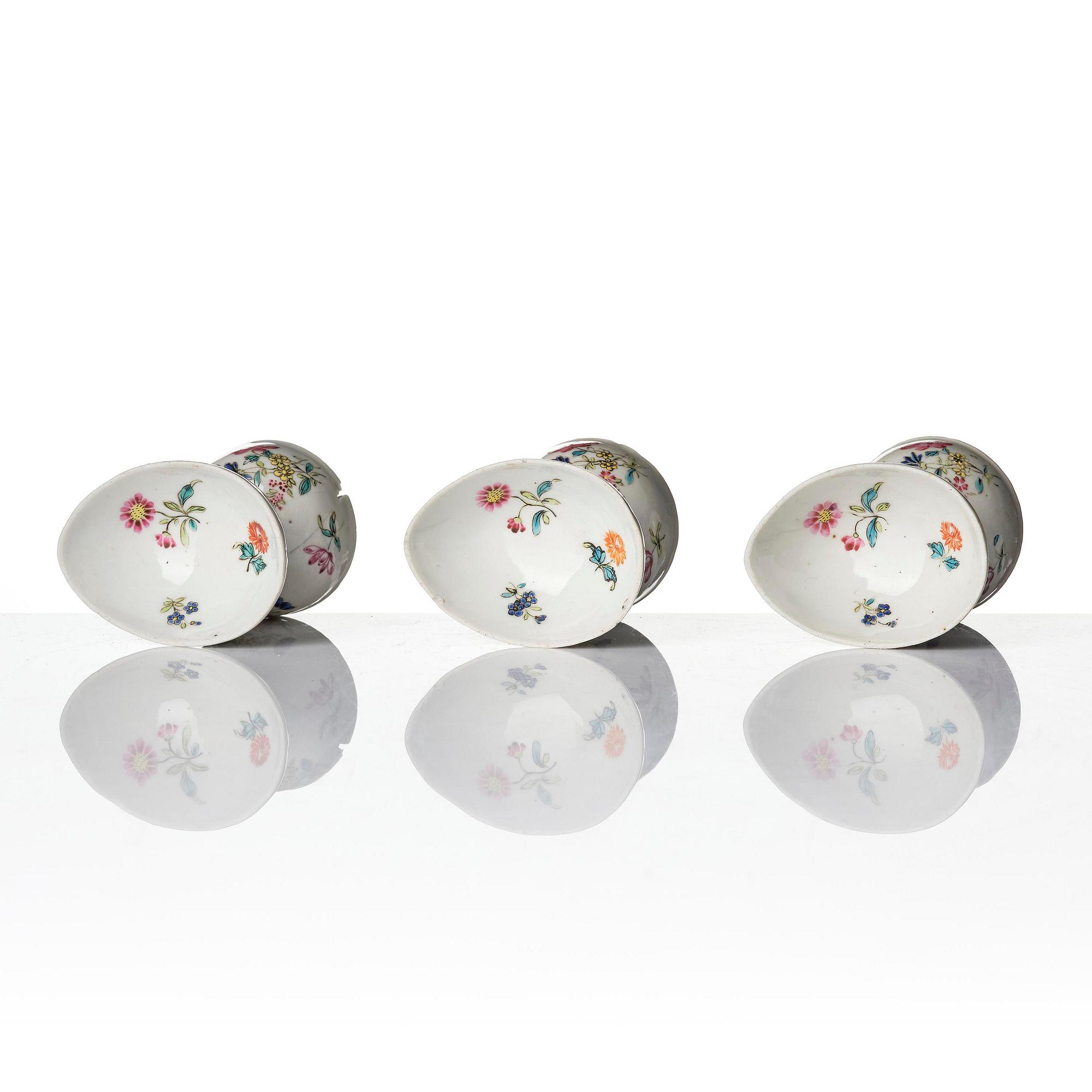 A set of six famille rose egg cups, Qing dynasty, 18th century.