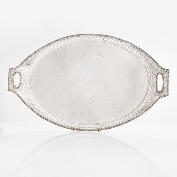 A Russian silver tray, maker's mark of Henrik Petman, Saint Petersburg 1811.