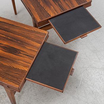 Johannes Andersen, a pair of rosewood-veneered side tables, 1960's.