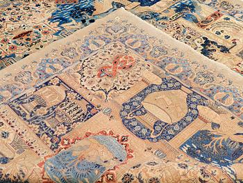 A figural Kashmar carpet, approx. 402 x 309 cm.