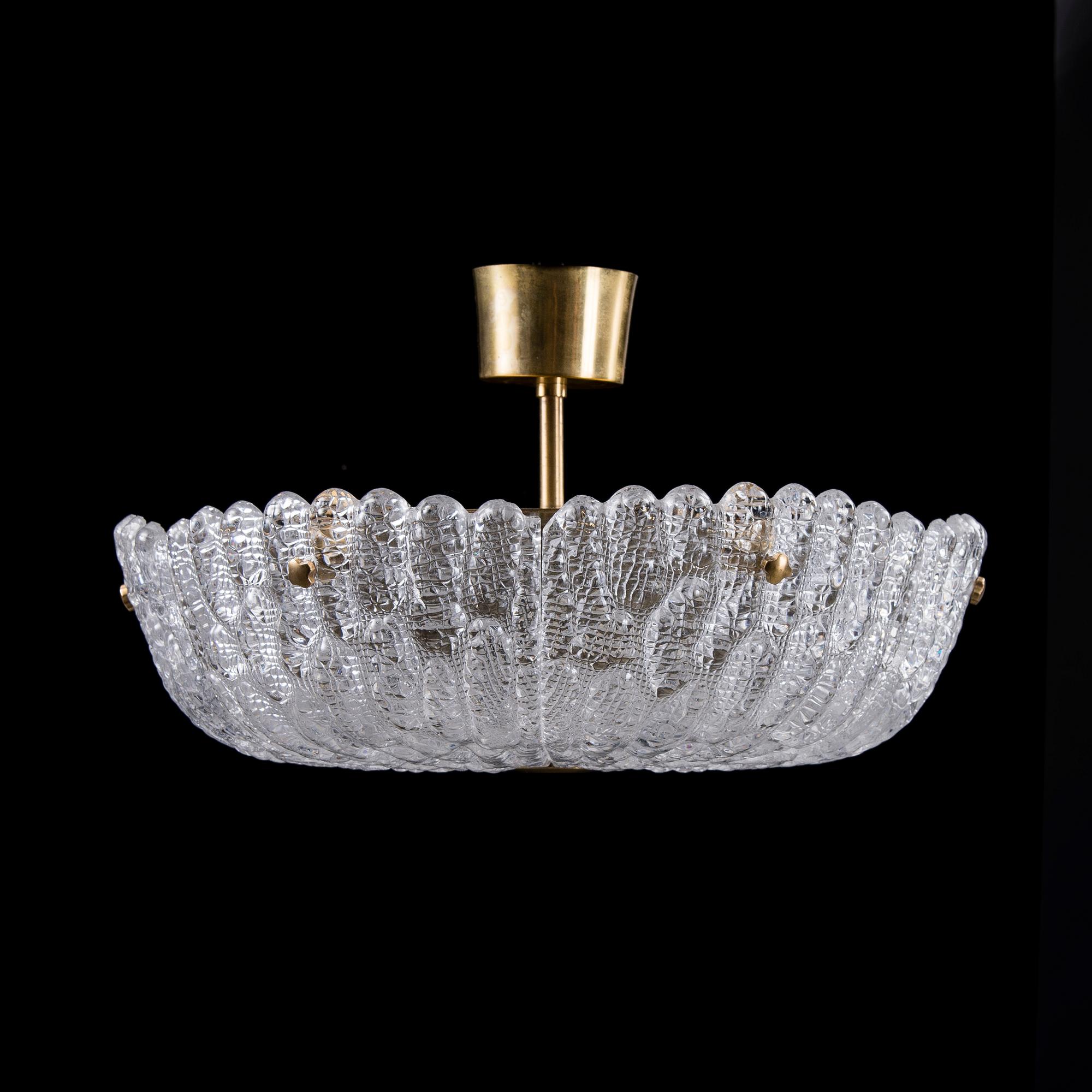 TAKLAMPA, Carl Fagerlund Orrefors. Tot. höjd ca 28 cm.