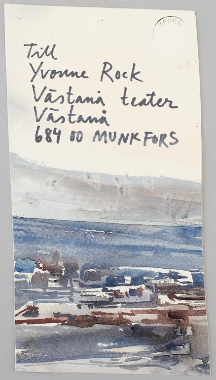 LARS LERIN, akvarell/vykort. Signerad.