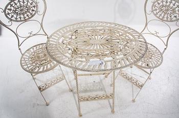 TRÄDGÅRDSMÖBLER, 3 delar, metall, 1900-tal.