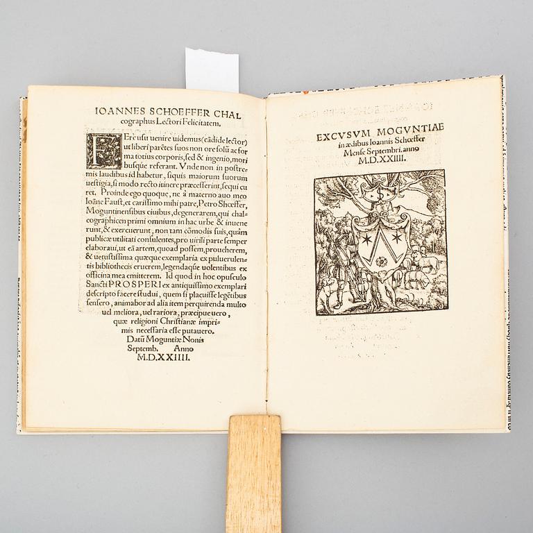 BOOK, Beautiful woodcut border on title and large device of Schoeffer, Mainz 1524.