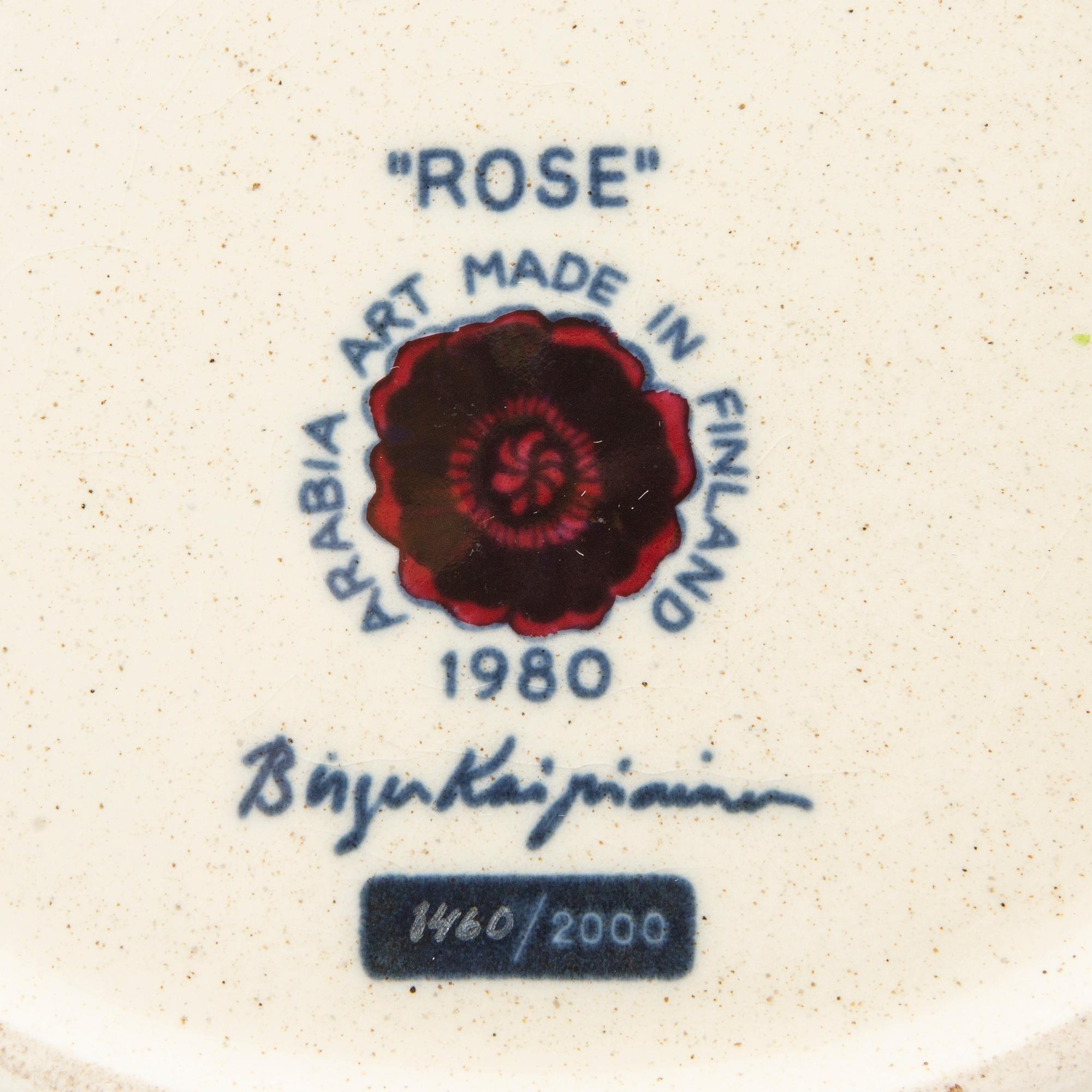 Birger Kaipiainen, fat, keramik, "Rose", Arabia Finland 1980.