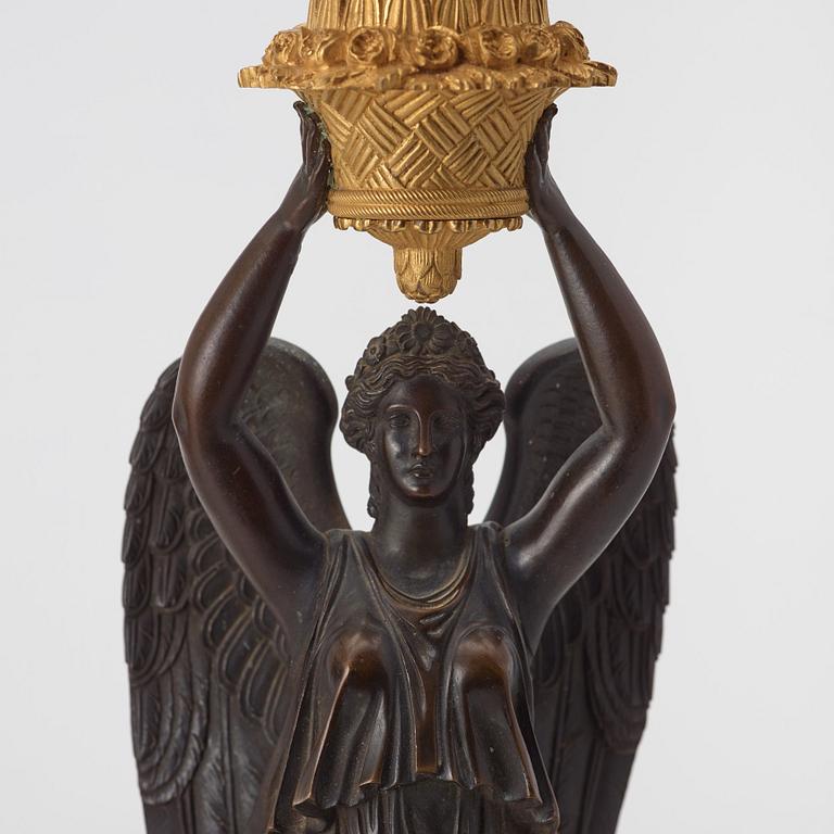 A pair of Empire early 19th century five-light candelabra by Pierre Chibout.