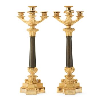 A pair of four-light candelabra, Empire.