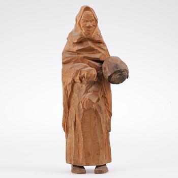 AXEL PETERSSON DÖDERHULTARN, skulptur, gumma med kaffpanna, stämpelsignerd.