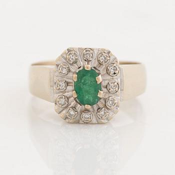 Emerald and diamond ring.
