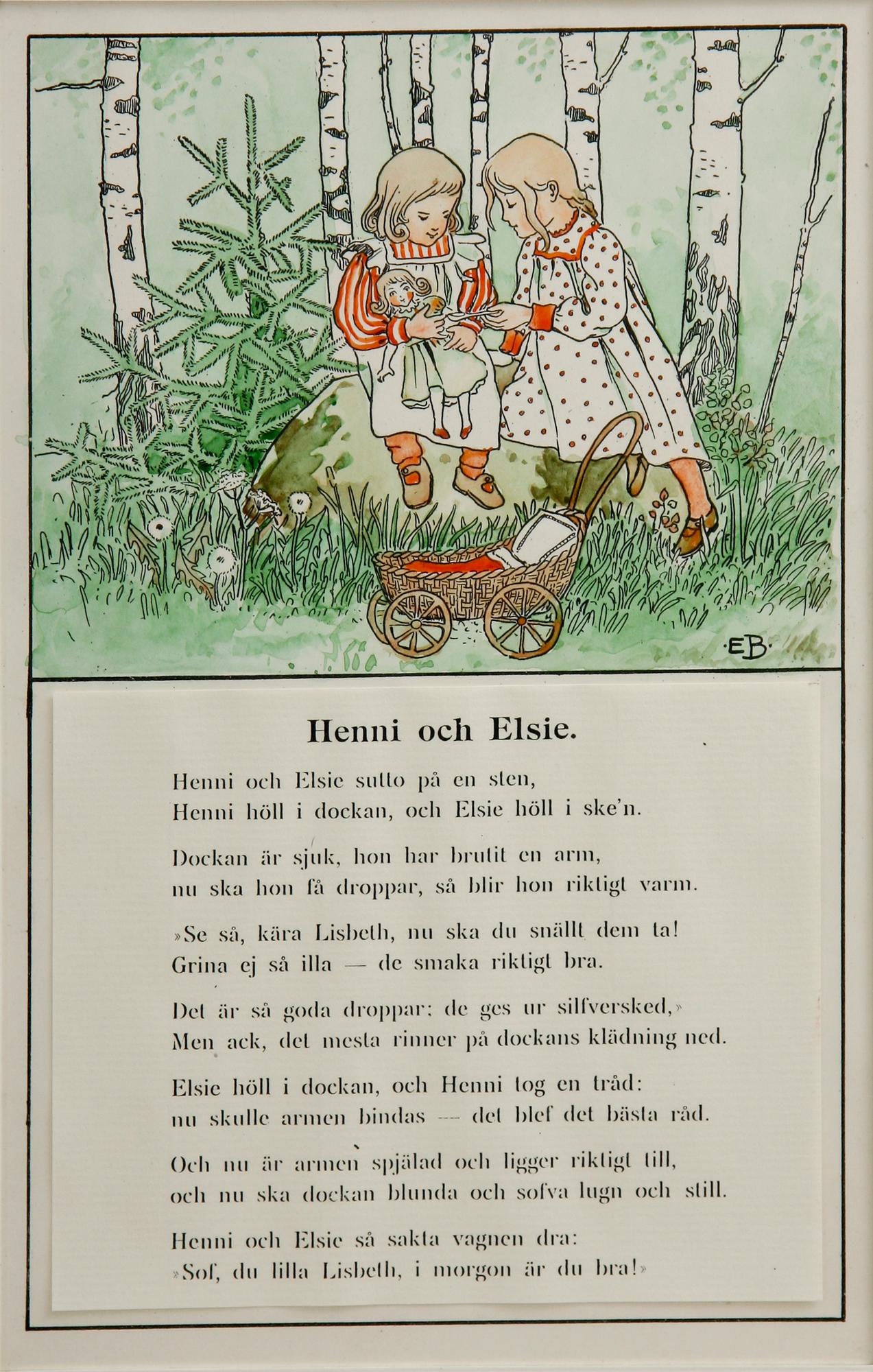 ELSA BESKOW, akvarell och tusch, monogramsign.