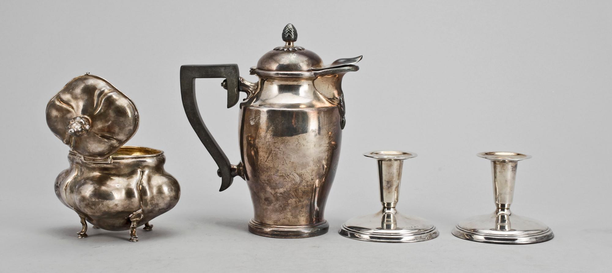 PARTI SILVER, 4 delar, bla guldsmeds aktiebolaget, Stockholm, 1900-tal. Silvervikt: ca 218 gram.