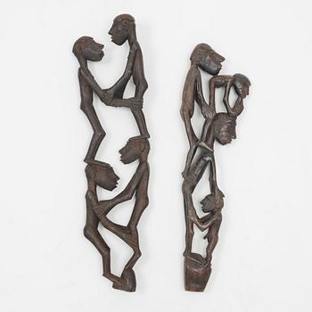 Two wooden Asmat Carvings, Indonesia, Jakarta, 20th Century.
