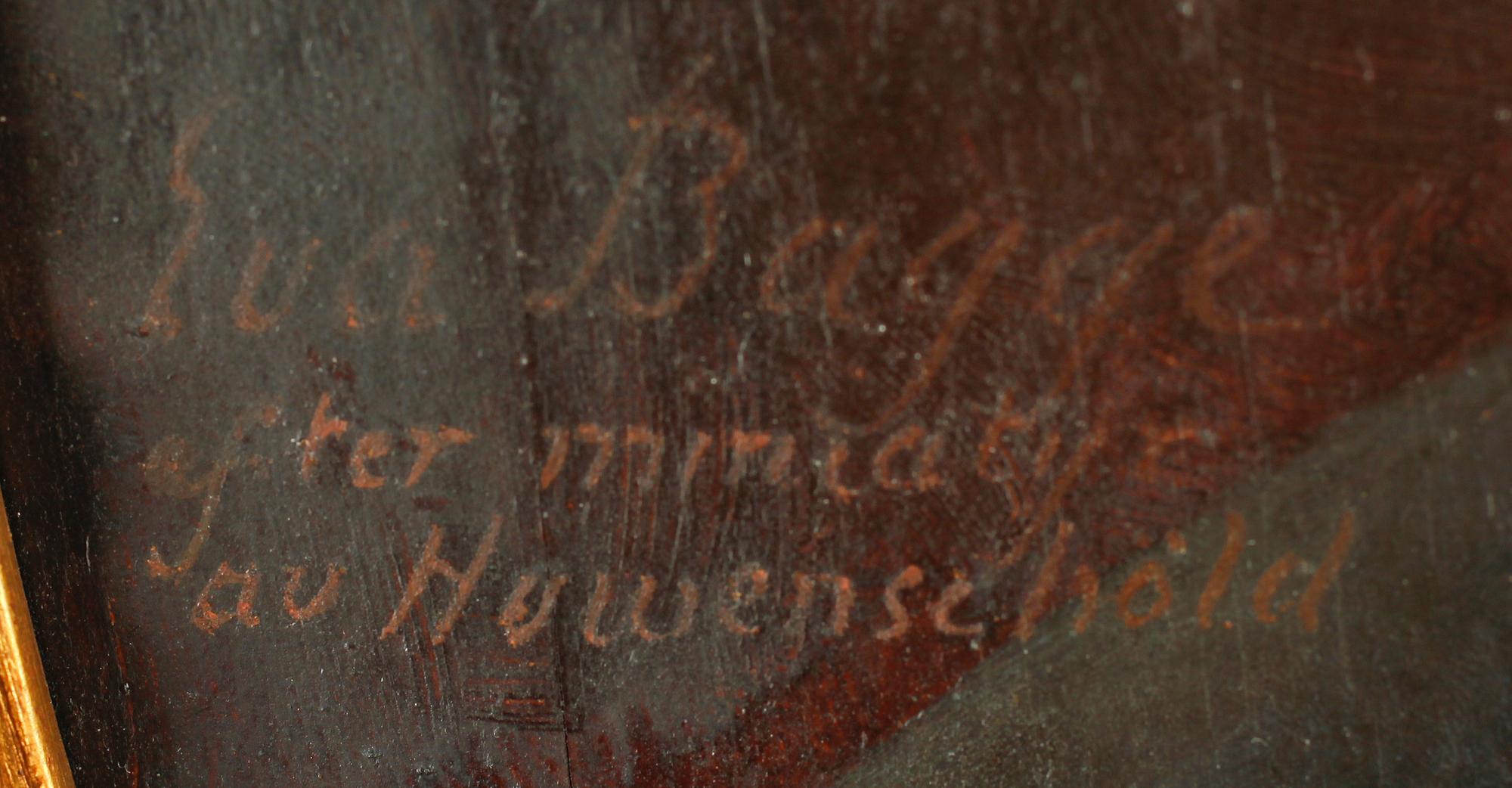 EVA BAGGE, olja på pannå, sign, efter miniatyr av Howenschöld.