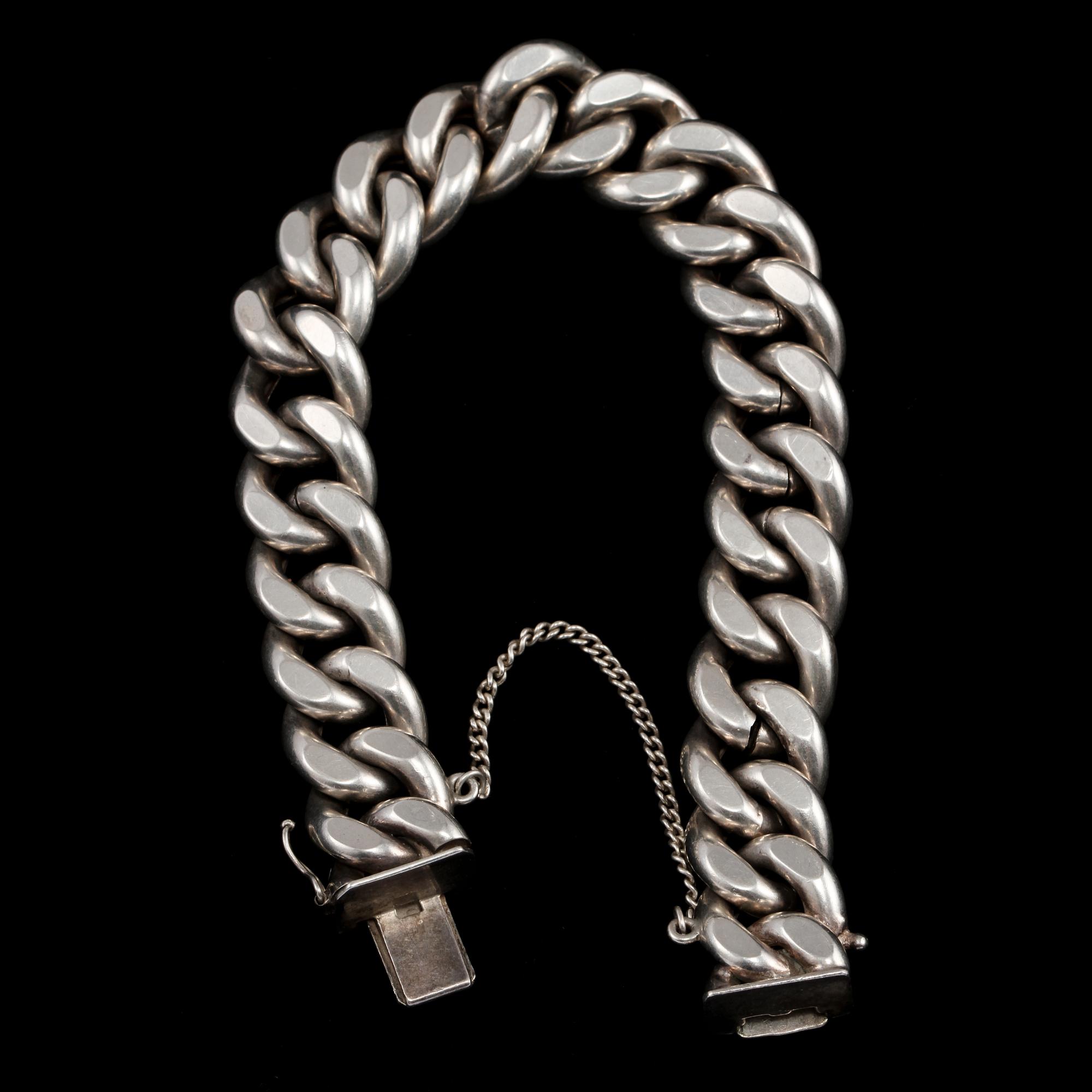 ARMLÄNK, silver, importstämplad, 1900-talets tredje kvartal. Vikt 47 g.