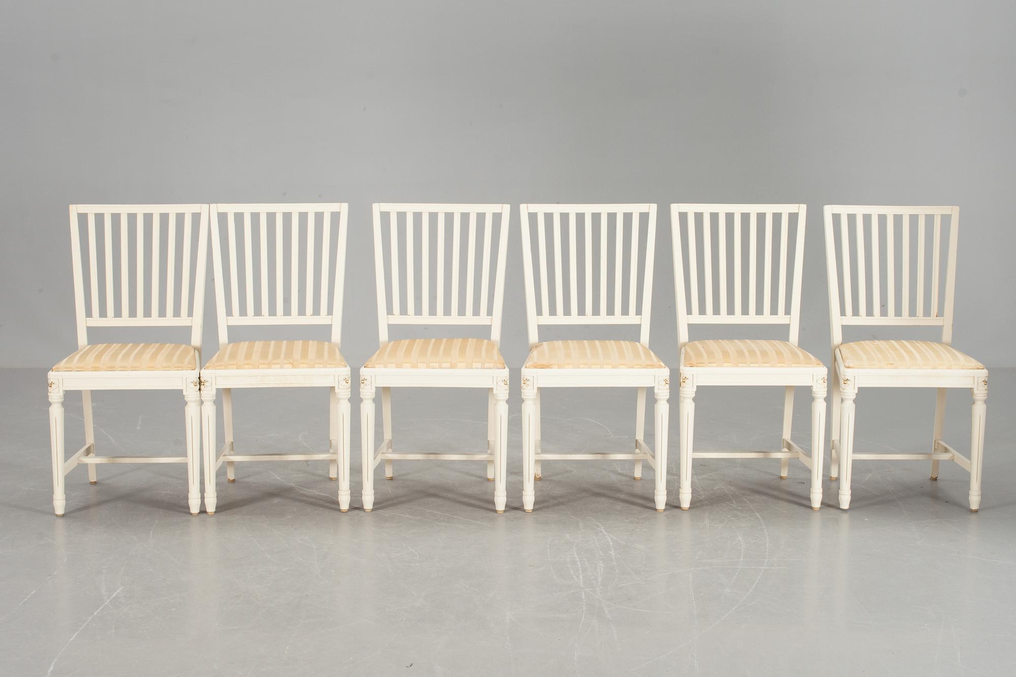 STOLAR, 6 st gustaviansk stil, 1900-talets andra hälft.