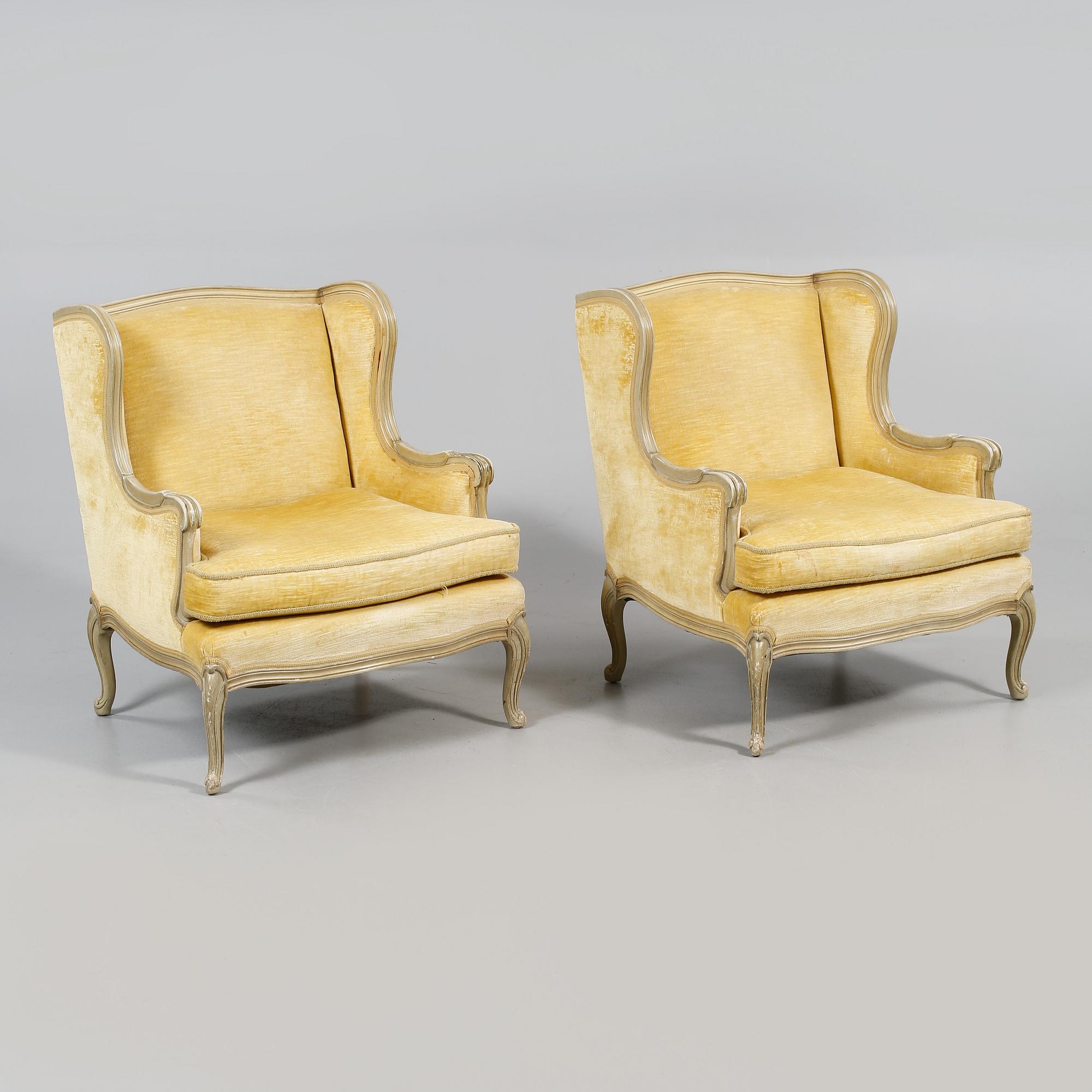 BERGÈRER, ett par, rokokostil, 1900-talets mitt.