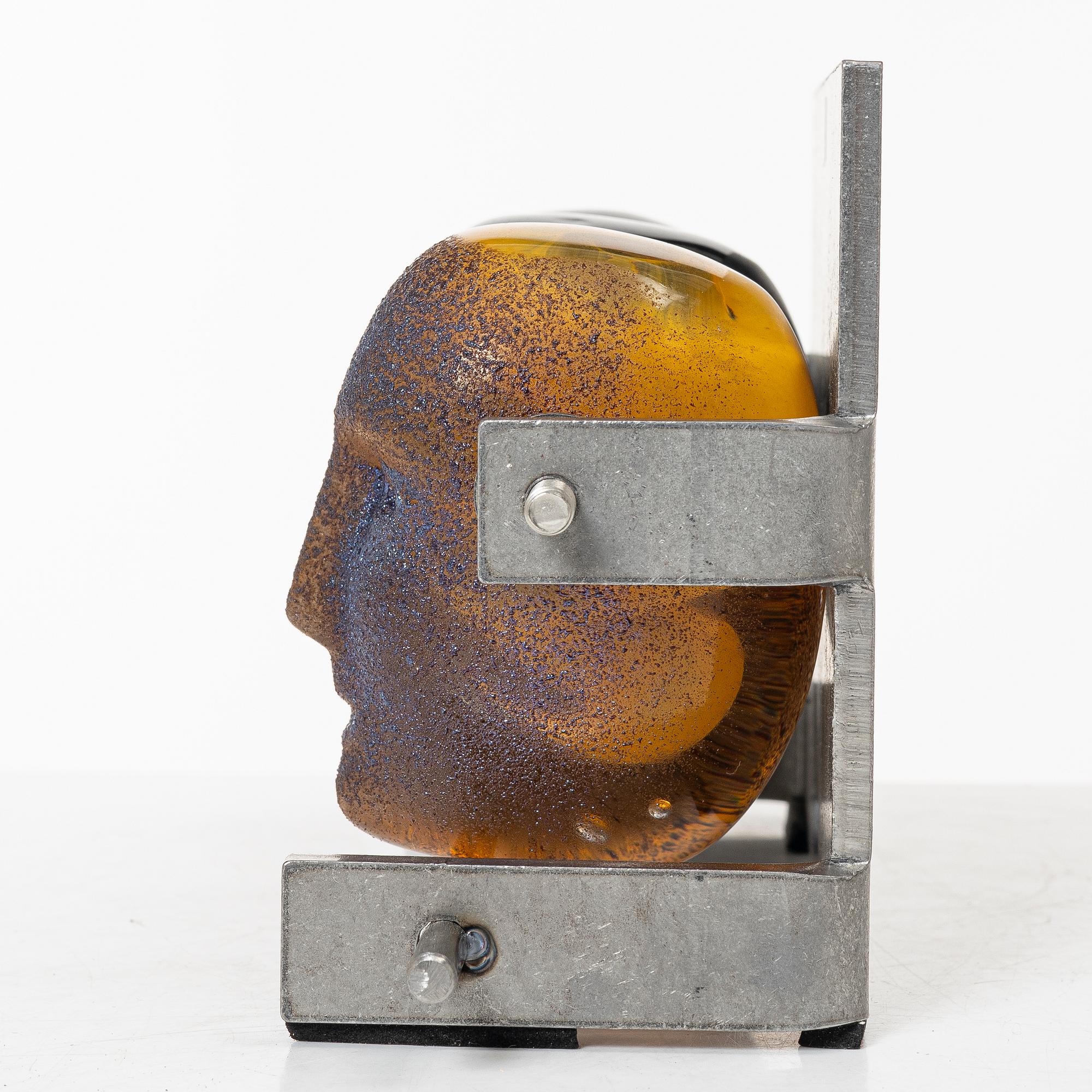 Bertil Vallien, a glass and metal sculpture, "Brains", Kosta Boda, Sweden, limited edition 100, signed.
