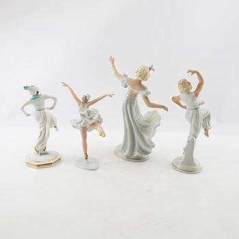 Figurines 4 pcs Schaubach, Wallendorf and Hutschenreuther Germany mid-20th century porcelain.