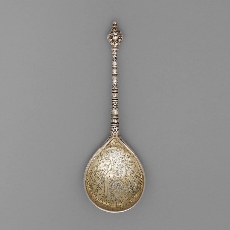 A Swedish early 17th century silver-gilt spoon, unmarked, c. 1600.