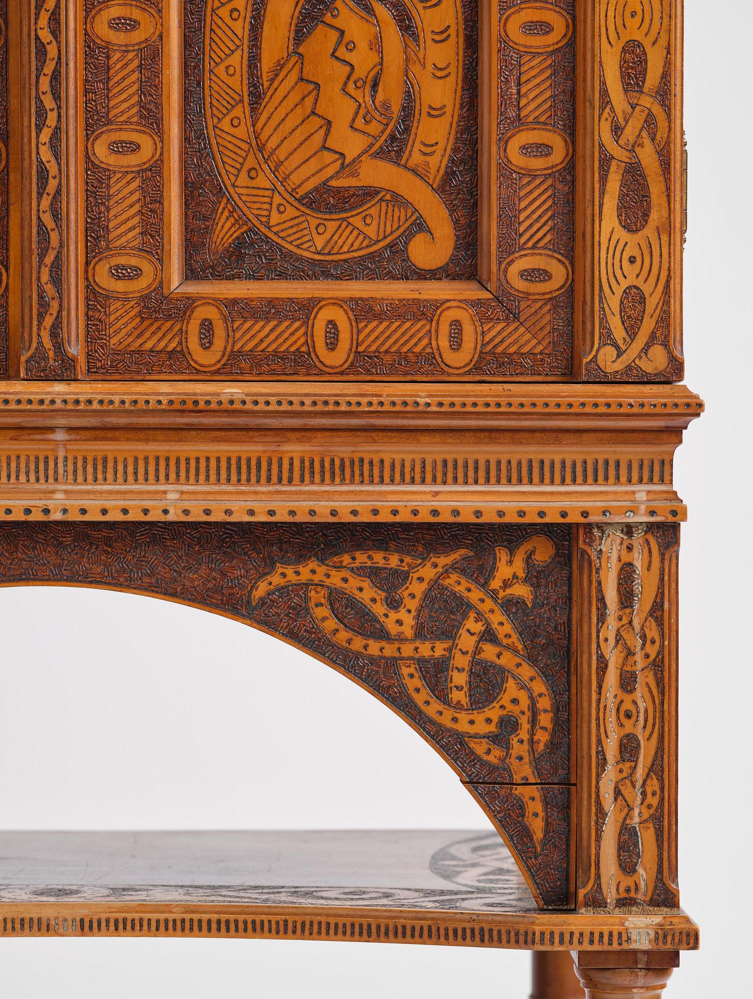 Cabinet, probably Norway, Old Norse style, late 19th century.