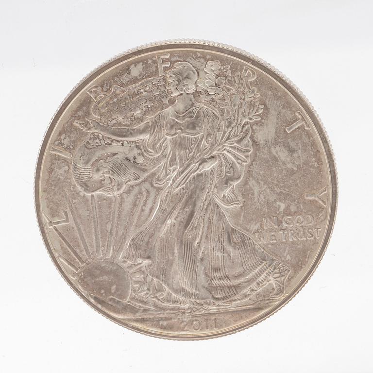 10 st 1 oz mynt 999 silver.