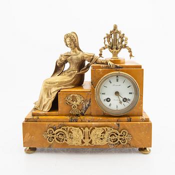 A Swedish mid 19th century table clock signed Linderoth Stockholm.
