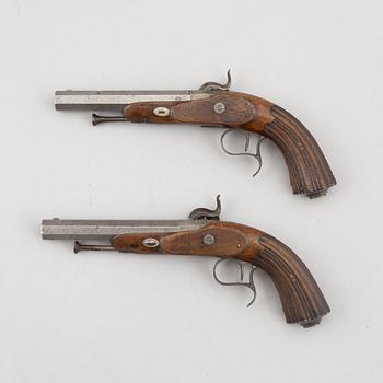 Slaglåspistoler, ett par, 1850-tal, Belgien.