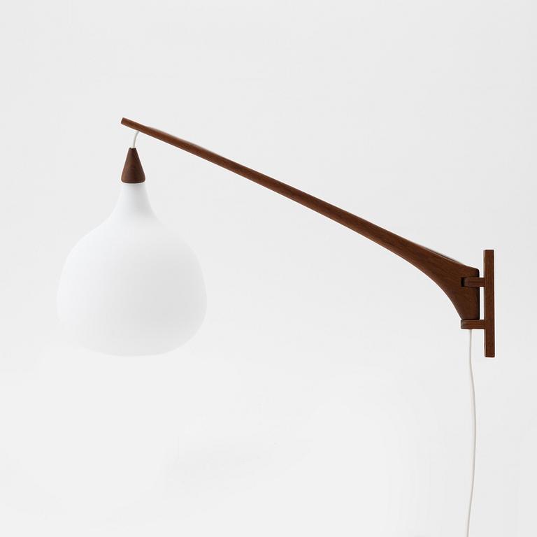 Uno & Östen Kristiansson, a teak and glass wall light, Luxus, Vittsjö.
