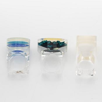 Siv Lagerström, three acrylic plastic rings, 1970s.