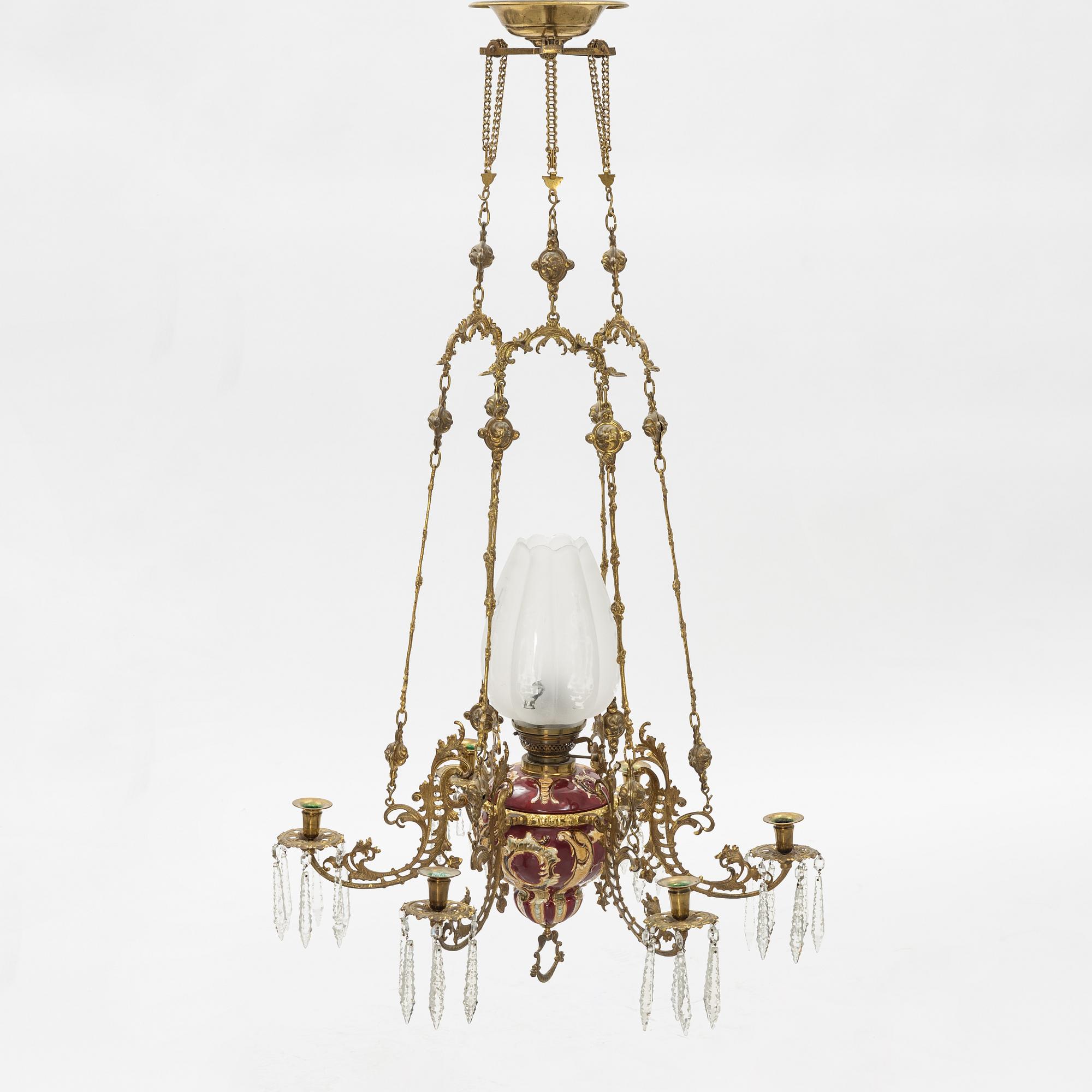 Takfotogenlampa, oskariansk, sent 1800-tal.