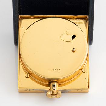 Jaeger-LeCoultre, travel clock, approximately 11 x 6 x 2 cm.