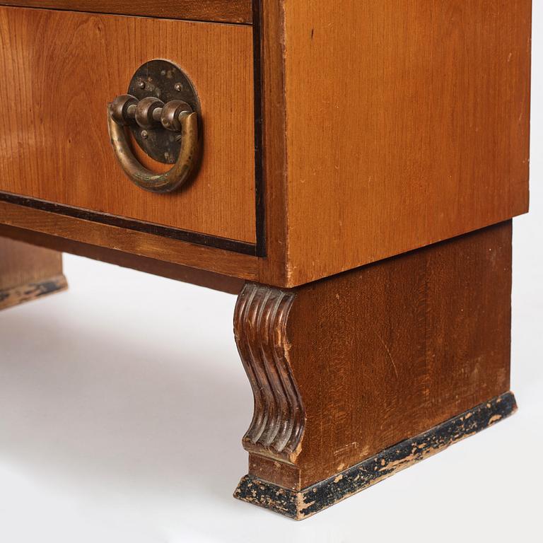 Otto Schulz, a Swedish Modern elm veneered drop front chest of drawers, Boet, 1940s.