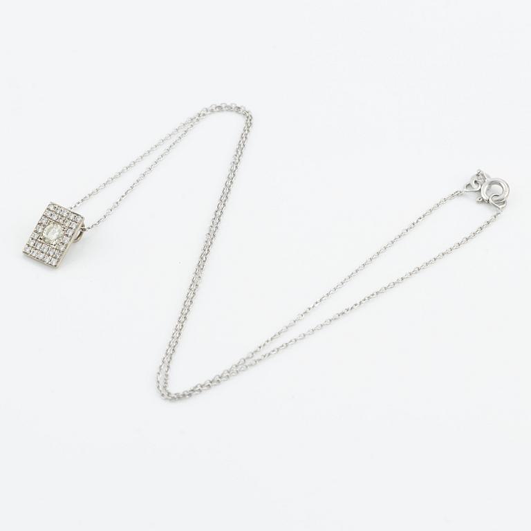 Pendant with chain, 18K white gold with brilliant-cut diamonds.