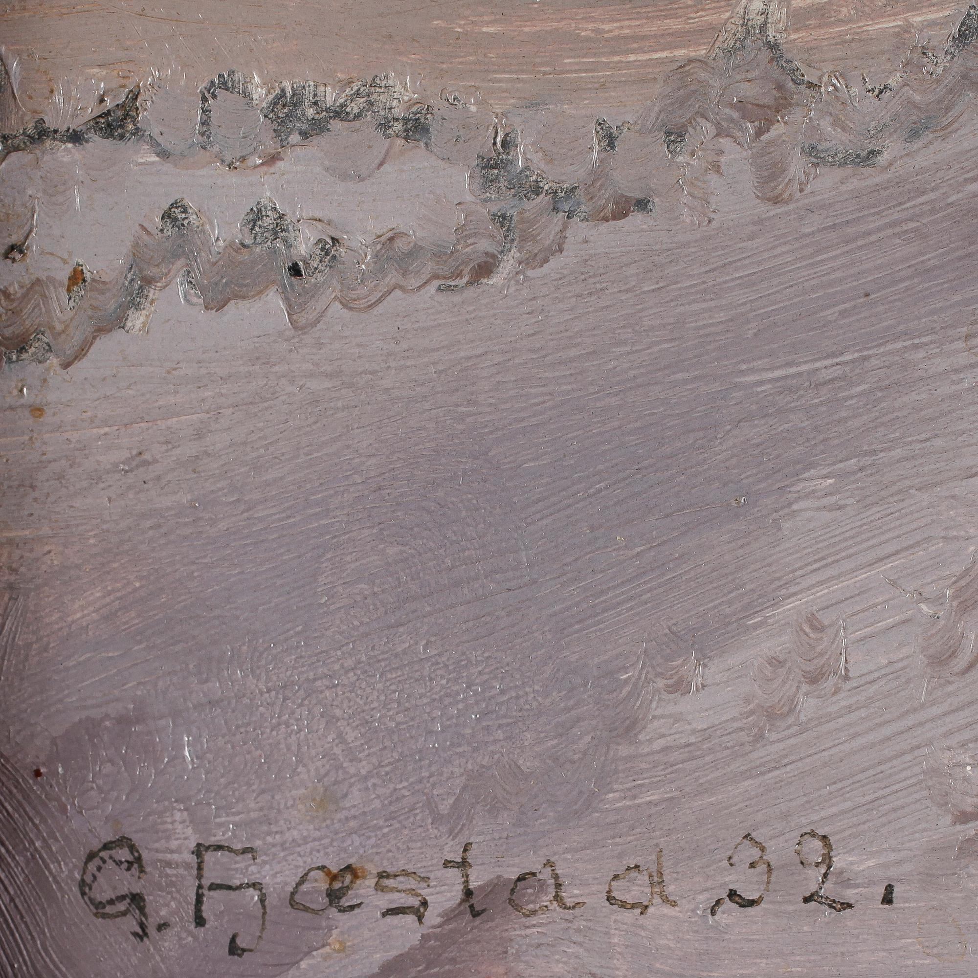 GUSTAF FJAESTAD, olja på pannå, sign o dat 32.