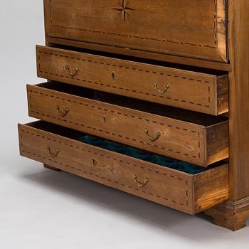 A late Baroque writing cupboard, mid 18th century. Probably Småland, Sweden.